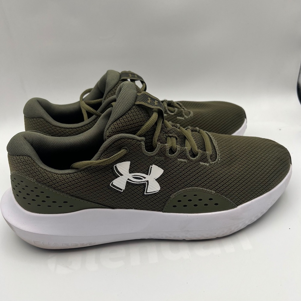 Under Armour Charged Surge 4 Sneakers Mens 11 Olive Green Mesh Running Shoes